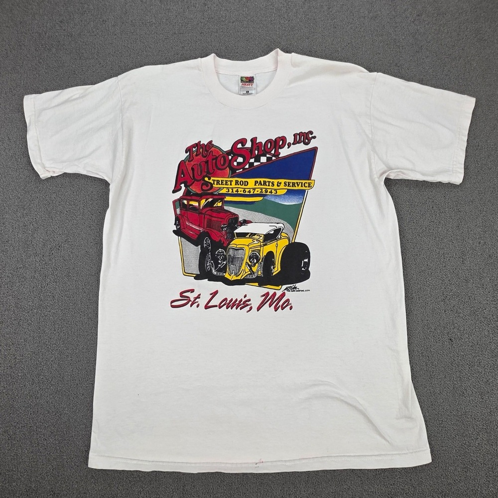 Fruit of the Loom The Auto Shop St Louis Street Rod Graphic‎ T-Shirt White XL